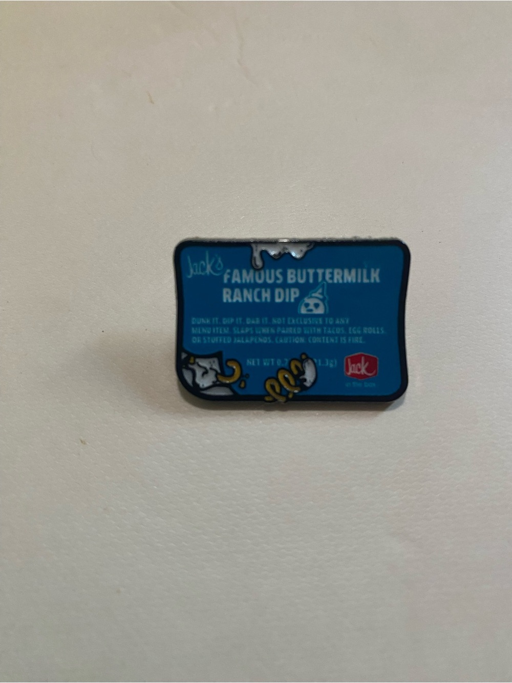 Jack in the Box Blue Enamel 'Famous Buttermilk Ranch Dip' Pin